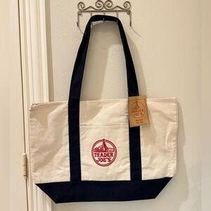 Trader Joe's Large Canvas Tote Bag - Blue 💙